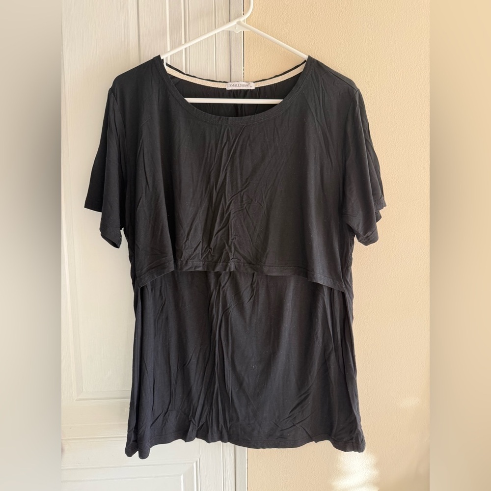 Black short sleeve breastfeeding nursing shirt Smallshow XL NWOT‎
